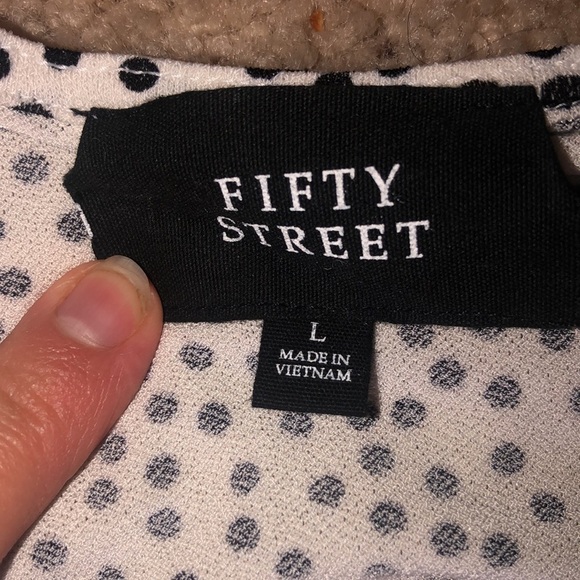 Fifty Street Black and White tie blouse size large - Picture 3 of 5
